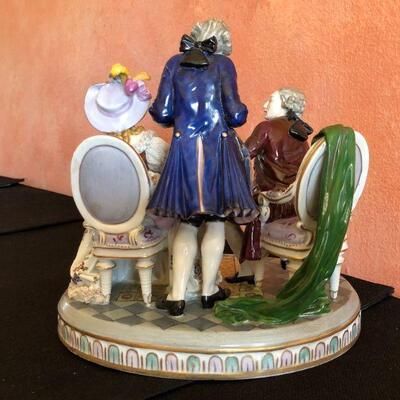 Dresden Porcelain Figural Conversational Trio of Two Gentlemen and a Lady