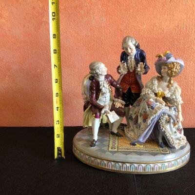 Dresden Porcelain Figural Conversational Trio of Two Gentlemen and a Lady