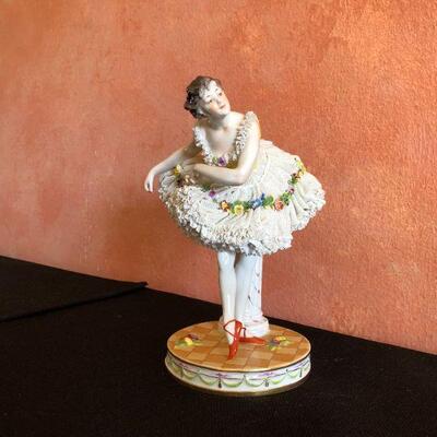 Dresden Porcelain Figural Ballerina with Excellent Lace Details