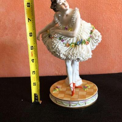 Dresden Porcelain Figural Ballerina with Excellent Lace Details