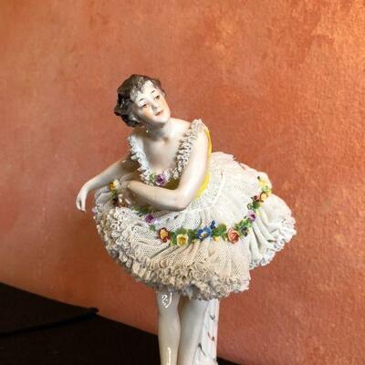 Dresden Porcelain Figural Ballerina with Excellent Lace Details