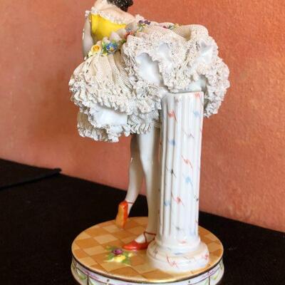 Dresden Porcelain Figural Ballerina with Excellent Lace Details