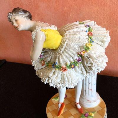 Dresden Porcelain Figural Ballerina with Excellent Lace Details