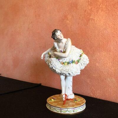 Dresden Porcelain Figural Ballerina with Excellent Lace Details