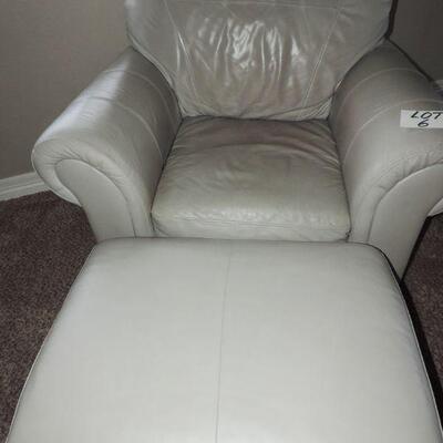 LOT 6  LEATHER LOUNGE CHAIR & OTTOMAN