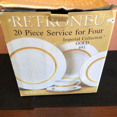 Retroneu Imperial Gold Tea Cup with Plates and Dinner Bowls Set of 8