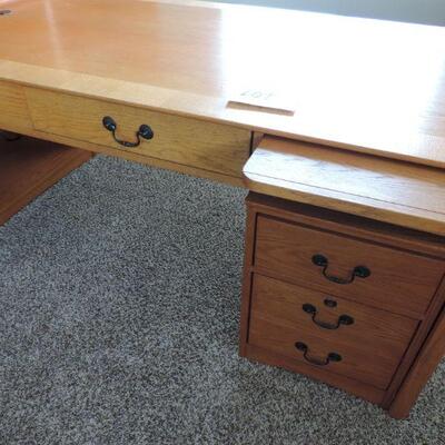 LOT 24  SOLID OAK PARTNER DESK WITH HUTCHES