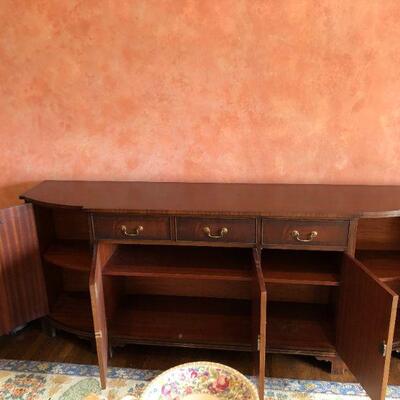 Antique Buffet Cabinet in Beauitful Dark Brown Wood Finish with Original Key