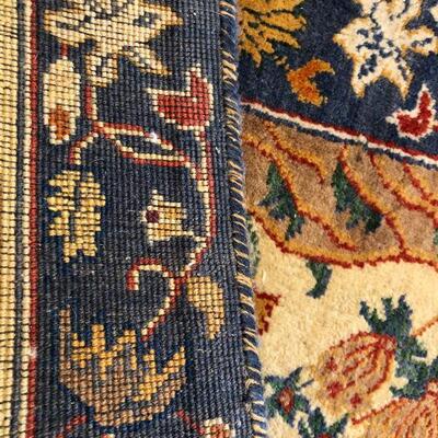 Large 10 x 14 Ft Hand Woven Area Rug in Red Navy Blue and Tan Pattern