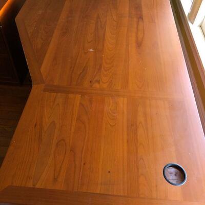 Large Dark Red Brown Office Desk with Moveable Storage Shelves
