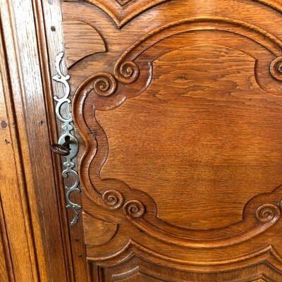 Antique French Armoire Wardrobe Beautiful Medium Brown Wood Finish Made in France