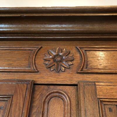 Antique French Armoire Wardrobe Beautiful Medium Brown Wood Finish Made in France