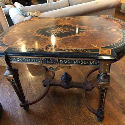 Antique French Marquetry Decor or Card Games Table