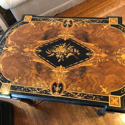 Antique French Marquetry Decor or Card Games Table