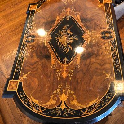Antique French Marquetry Decor or Card Games Table