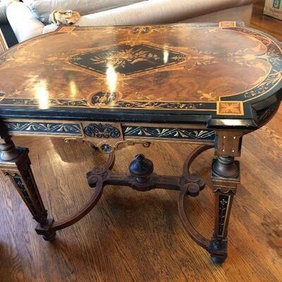 Antique French Marquetry Decor or Card Games Table