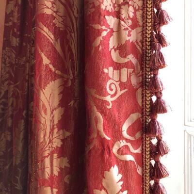 Pair Elegant Red and Gold Classic Pattern Curtains 8 x 8 Ft Light Blocking 