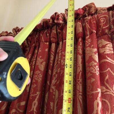 Pair Elegant Red and Gold Classic Pattern Curtains 8 x 8 Ft Light Blocking 
