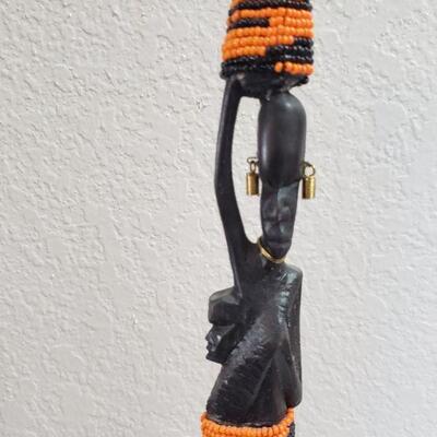 Lot 52: Handcarved and Beaded African Man and Woman & Child Sculpture