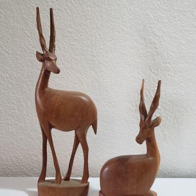 Lot 53: (2) Handcarved Kenyan Gazelles 