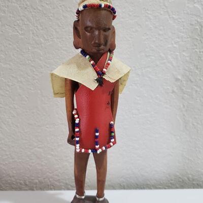 Lot 54: Handmade African Sculpture (wood, beads & leather)