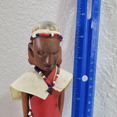 Lot 54: Handmade African Sculpture (wood, beads & leather)