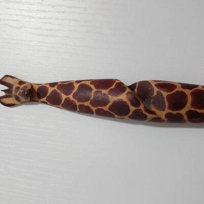 Lot 55: Handcarved Wood Giraffe Serving Utensils 