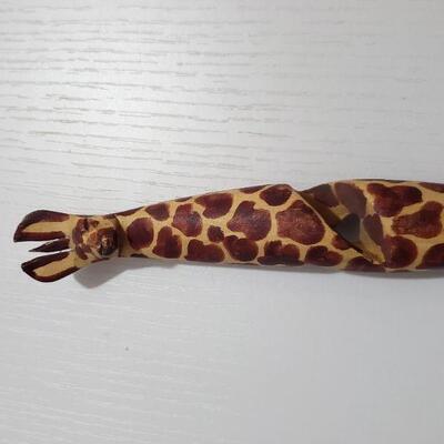 Lot 55: Handcarved Wood Giraffe Serving Utensils