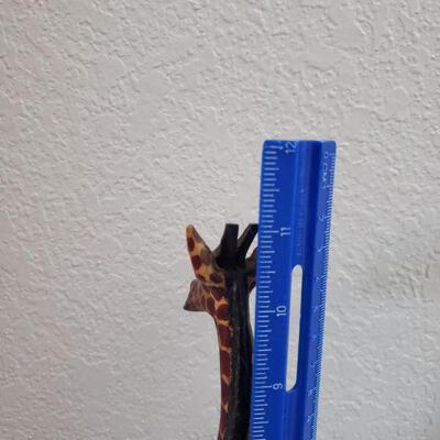 Lot 56: Handcarved Wood Giraffe and Monkey