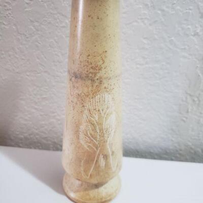 Lot 57: African Alabaster Etched Elephant Vase