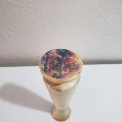 Lot 57: African Alabaster Etched Elephant Vase