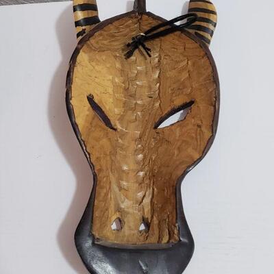 Lot 60: (2) Handcarved and Painted Wood Giraffe and Zebra Masks