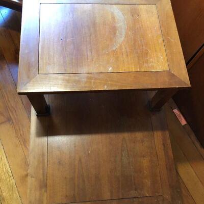 Pair of Vintage Mid Century Side Tables Two Level with Brass Metal Details
