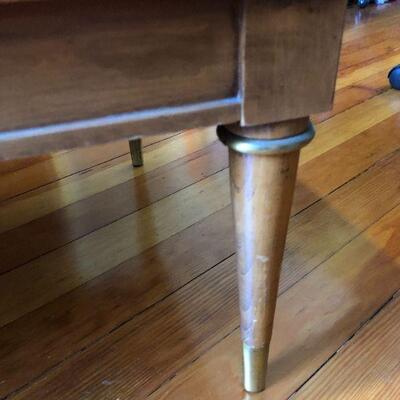 Pair of Vintage Mid Century Side Tables Two Level with Brass Metal Details