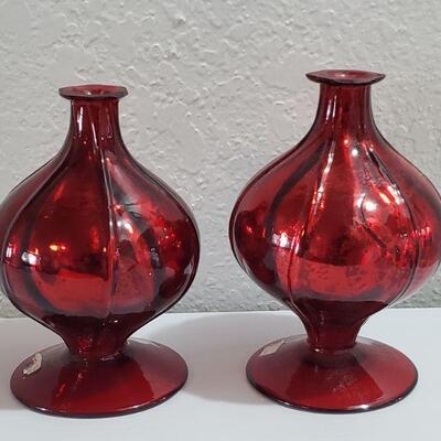 Lot 65: (2) Ruby Red Glass Vessels