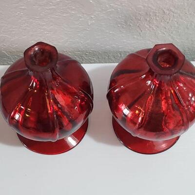 Lot 65: (2) Ruby Red Glass Vessels