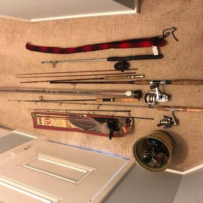 Lot of Fishing Poles and Gear incl Ryobi Quantum QR Zebco Sage and More