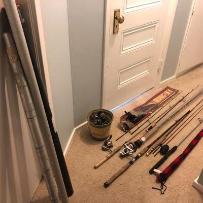 Lot of Fishing Poles and Gear incl Ryobi Quantum QR Zebco Sage and More