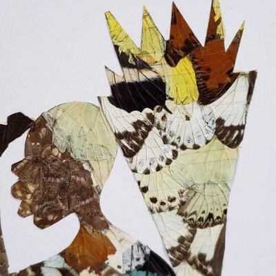 Lot 76: Beautiful Handmade African Butterfly Wing Art