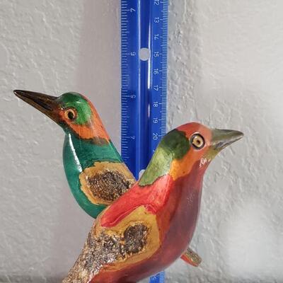 Lot 89:  (2) Beautiful Handcarved and Stained Wood Birds