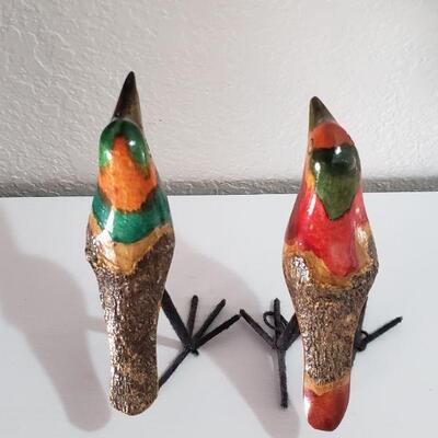 Lot 89:  (2) Beautiful Handcarved and Stained Wood Birds