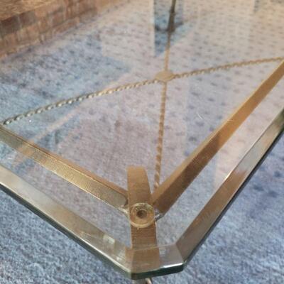 Lot 107: Beveled Glass and Brushed Brass Coffee Tables 