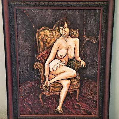 Lot #38  Oil on Canvas - Abstract Nude - Framed