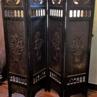 Lot #39  Antique Screen/Room Divider - 4 panels