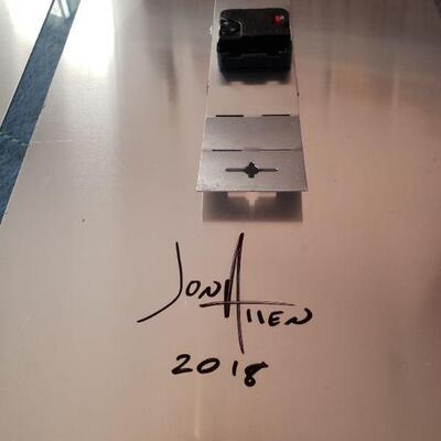 Lot 118: (3) Piece Jon Allen Metal Clock -Artist Signed