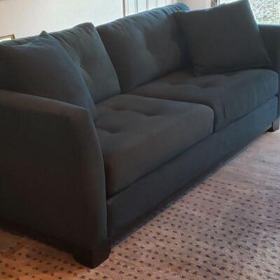 Lot 123: Blue Couch (photos look dark but close up of fabric shows true color)