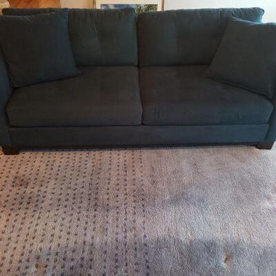 Lot 123: Blue Couch (photos look dark but close up of fabric shows true color)