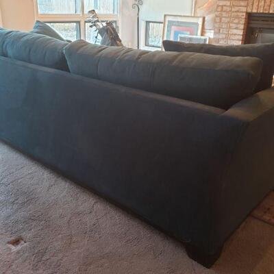 Lot 123: Blue Couch (photos look dark but close up of fabric shows true color)