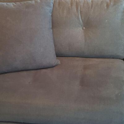 Lot 123: Blue Couch (photos look dark but close up of fabric shows true color)