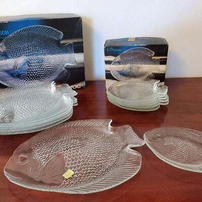 2 sets vintage Arcoroc Fish Plates in original Boxes